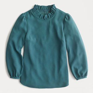 J. Crew Long-sleeve Ruffle-neck Top in 365 Crepe